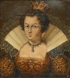 German School Miniature - 19th Century Oil, Marie de' Medici