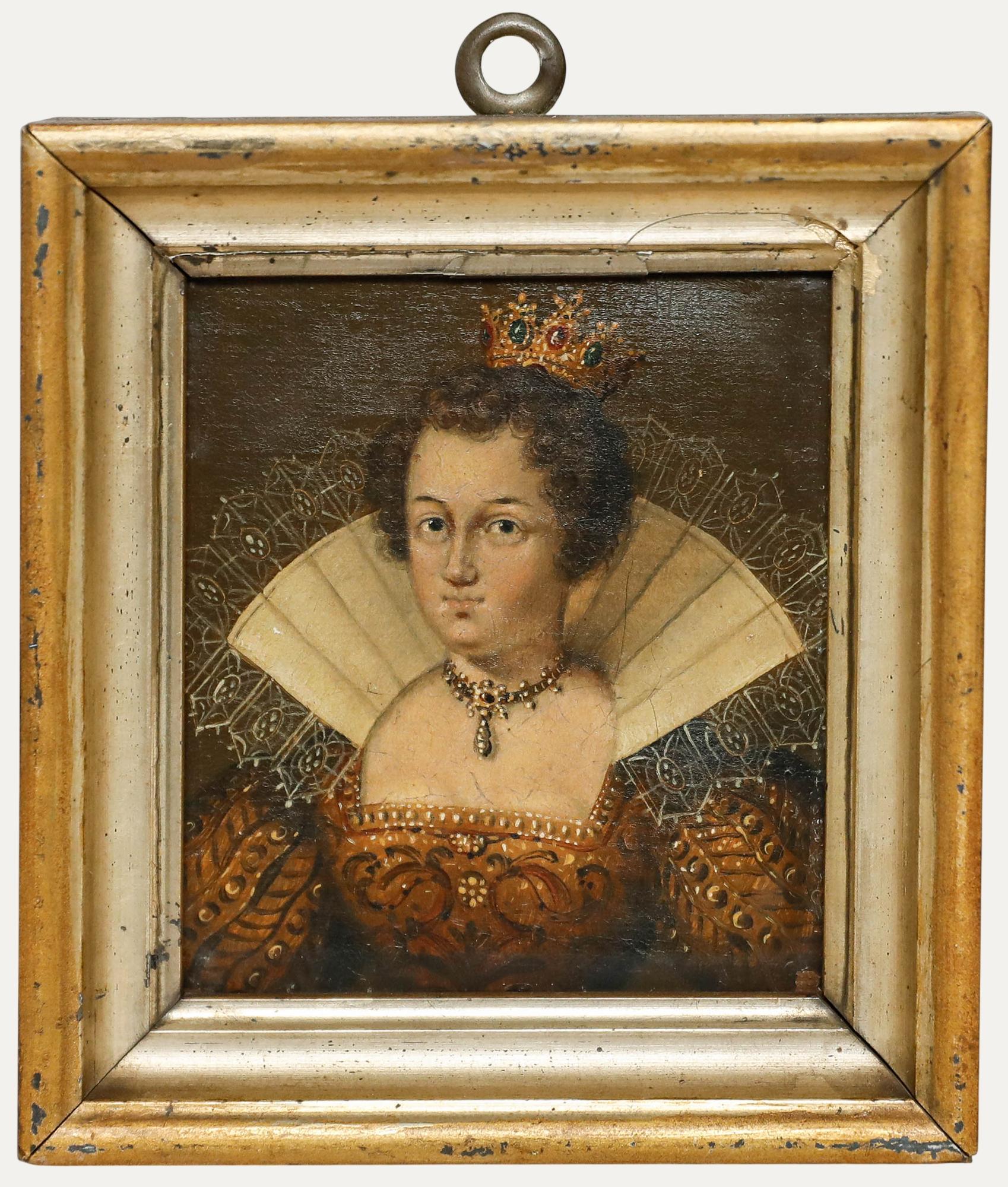 German School Miniature - 19th Century Oil, Marie de' Medici