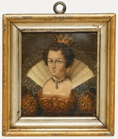 German School Miniature - 19th Century Oil, Marie de' Medici