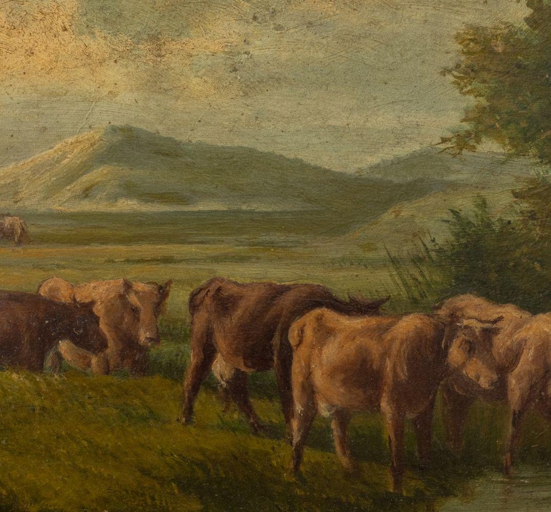 German School, Westliche pastorale Landschaftsszene – Painting von Unknown