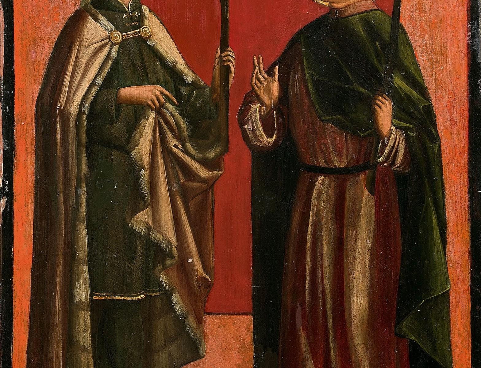 German school from XVIth century
Saint Acharius et saint Camomus, circa 1500

Oil on panel
Unsigned
On wooden panel size 85 x 54 cm (c. 33 x 21 in)

Provenance : Private collection, Monaco

Good condition : few lacks of paints and some light cracks