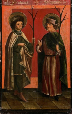 German School (XVIth) - Saint Acharius and Camomus - Original Oil on Panel