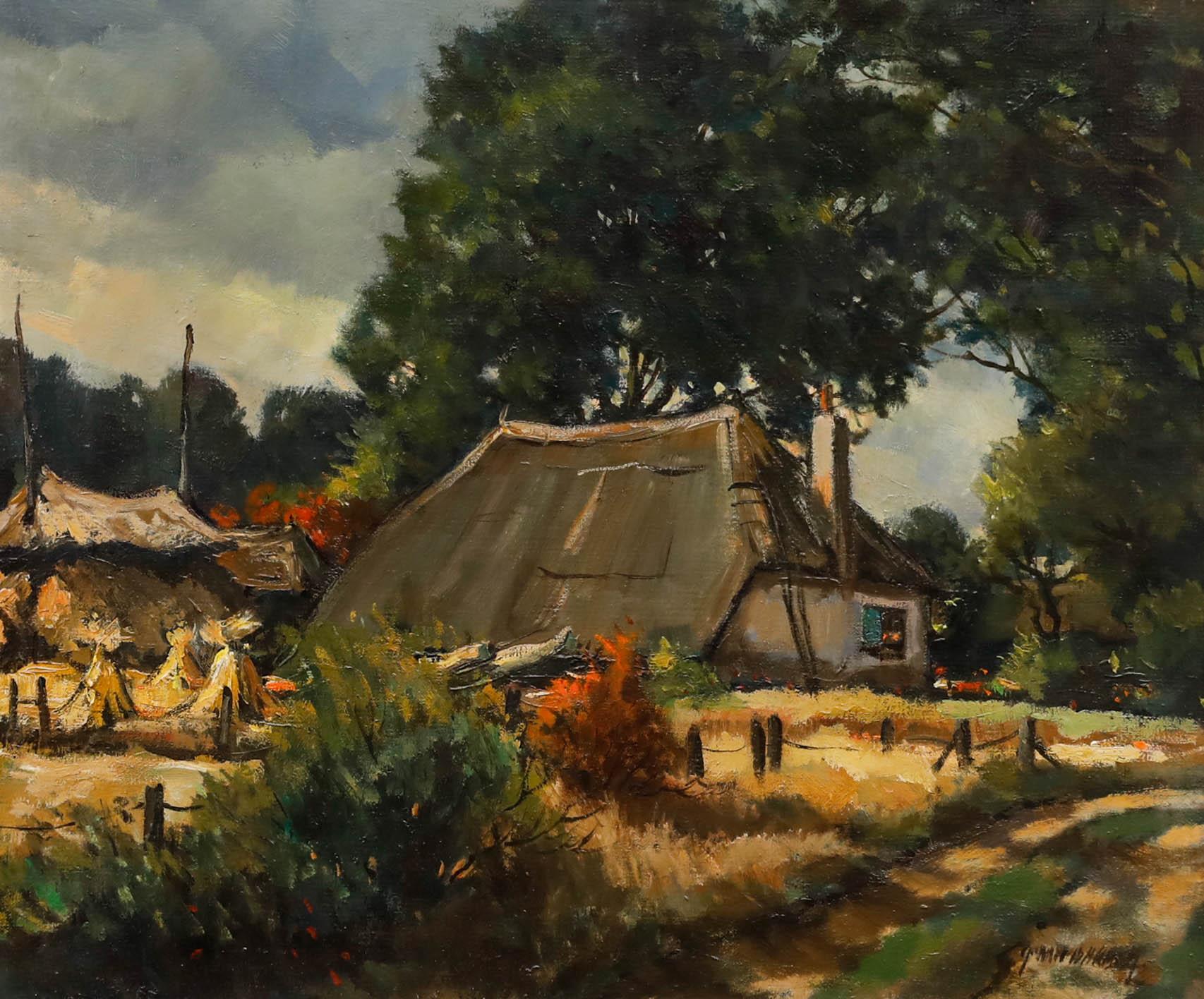 Gerrit Bakker  - Öl des 20. Jahrhunderts, Veluwe-Bauernhof – Painting von Unknown