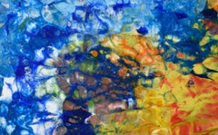 "Giant Squid Heart" - Expressionist Composition in Wax and Acrylic on Wood Panel