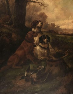 GIFFORD JOHN (GIFFORD JOHN). Les chiens de chasse au repos. Huile sur toile. Signé.