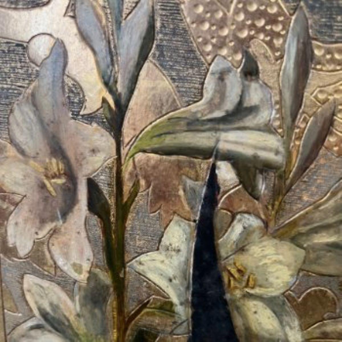 Gilded Art Nouveau Panel of the Virgin Mary, Signed I. Solà Serra For Sale 4