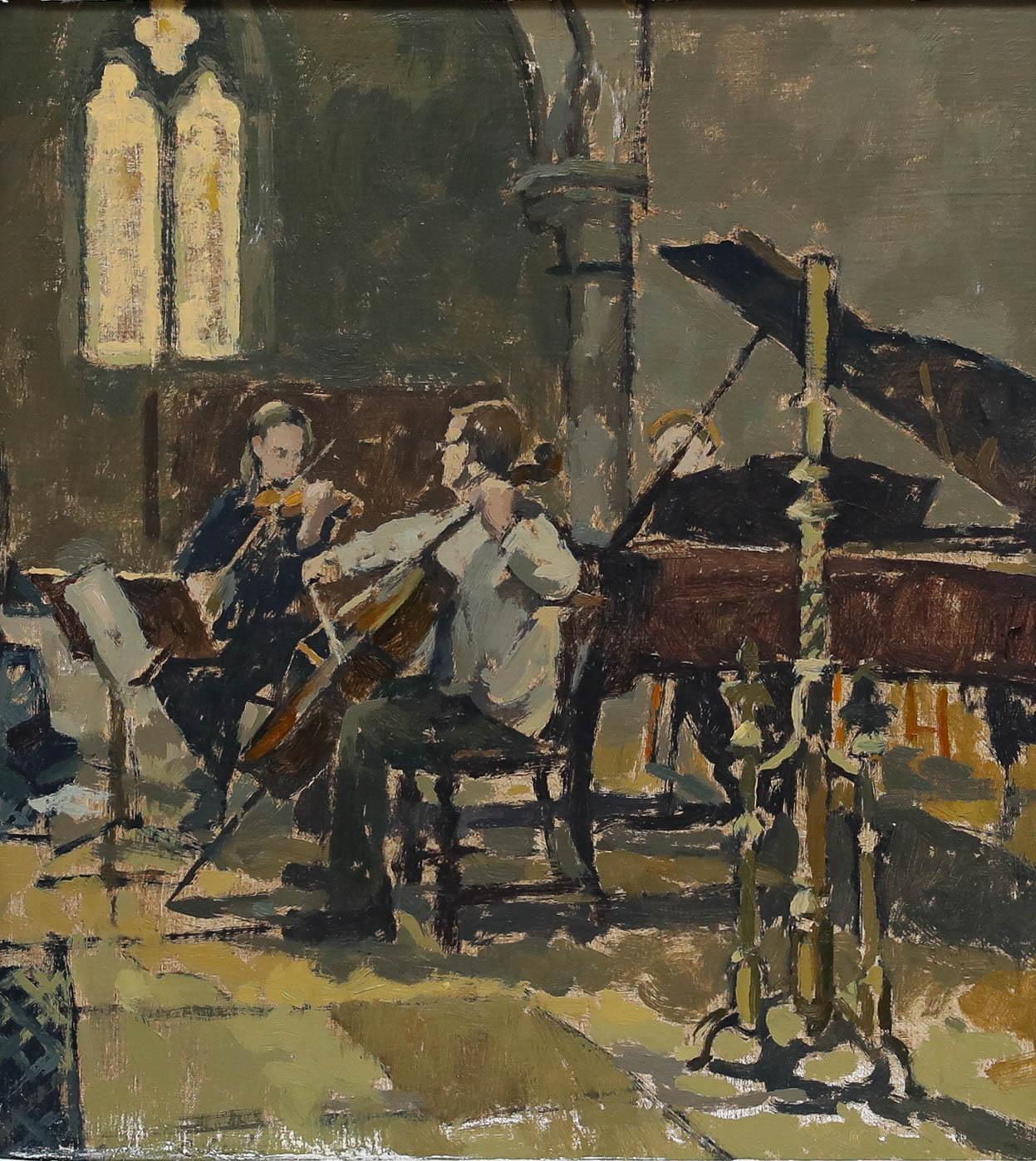 Gillian Roberts RSMA - English School Contemporary Oil, Kungsbacka Trio – Painting von Unknown