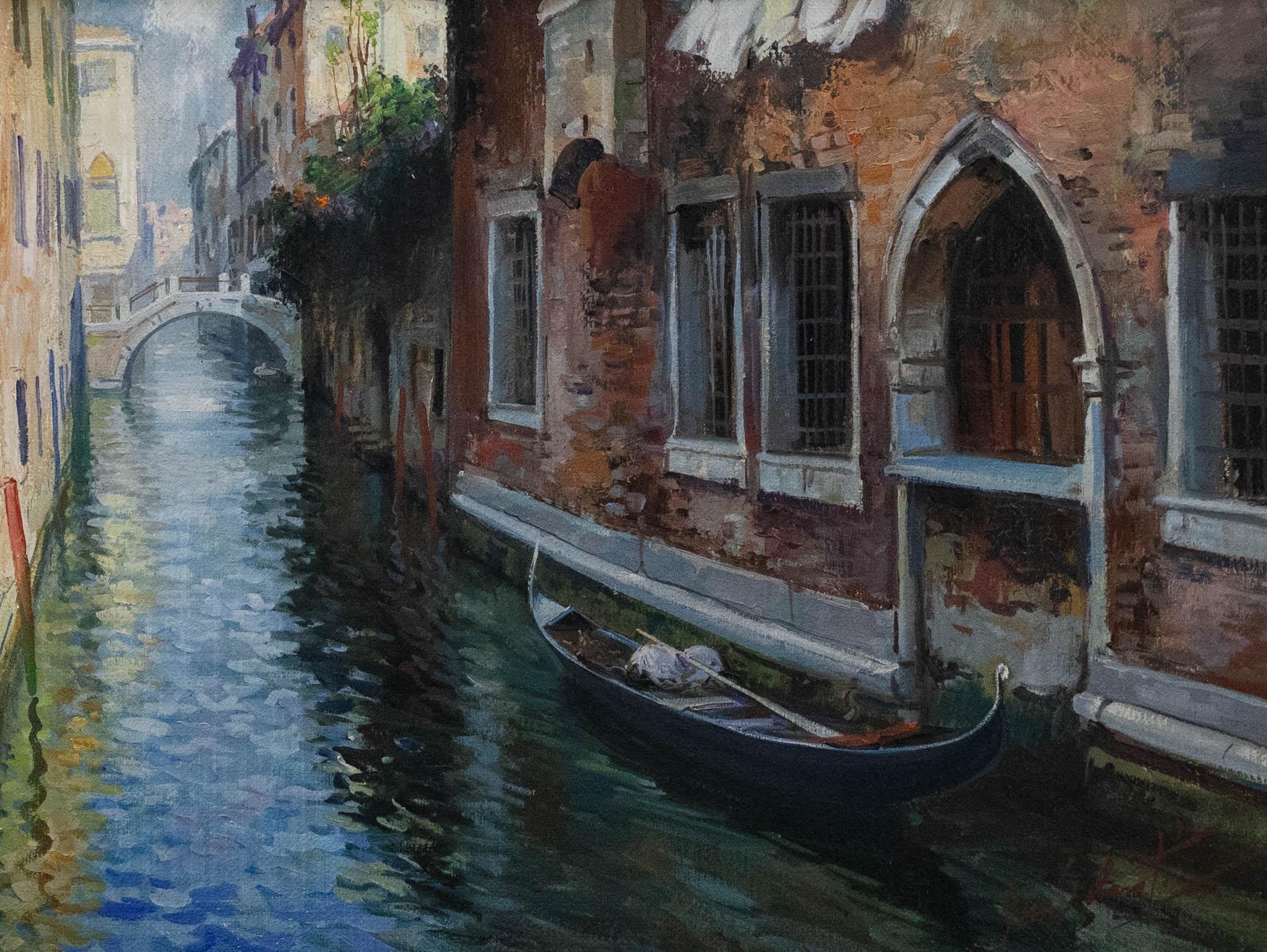 Gino Salviati (1911-1998) - 20th Century Oil, A Venetian Backwater - Painting by Unknown