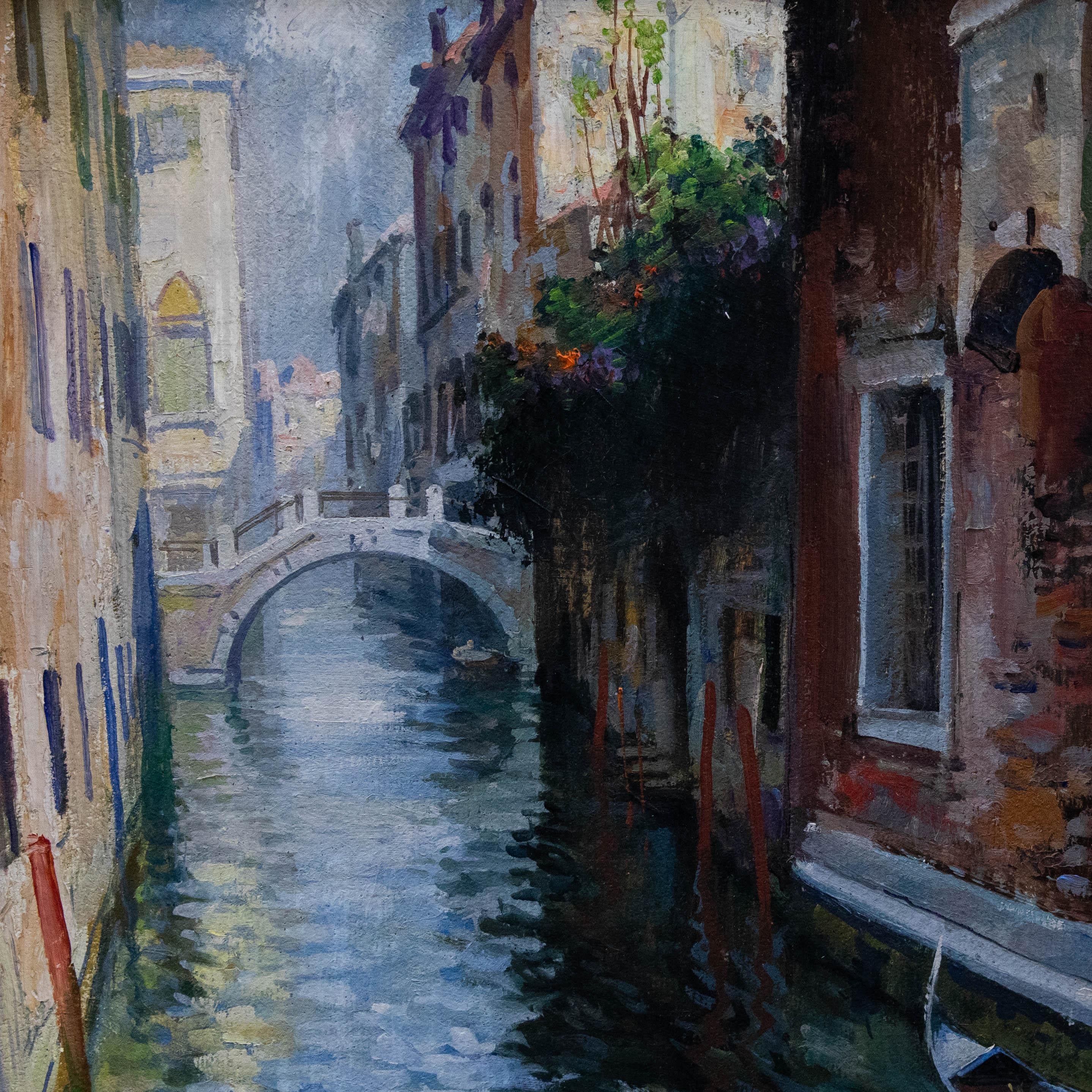 Gino Salviati (1911-1998) - 20th Century Oil, A Venetian Backwater For Sale 1