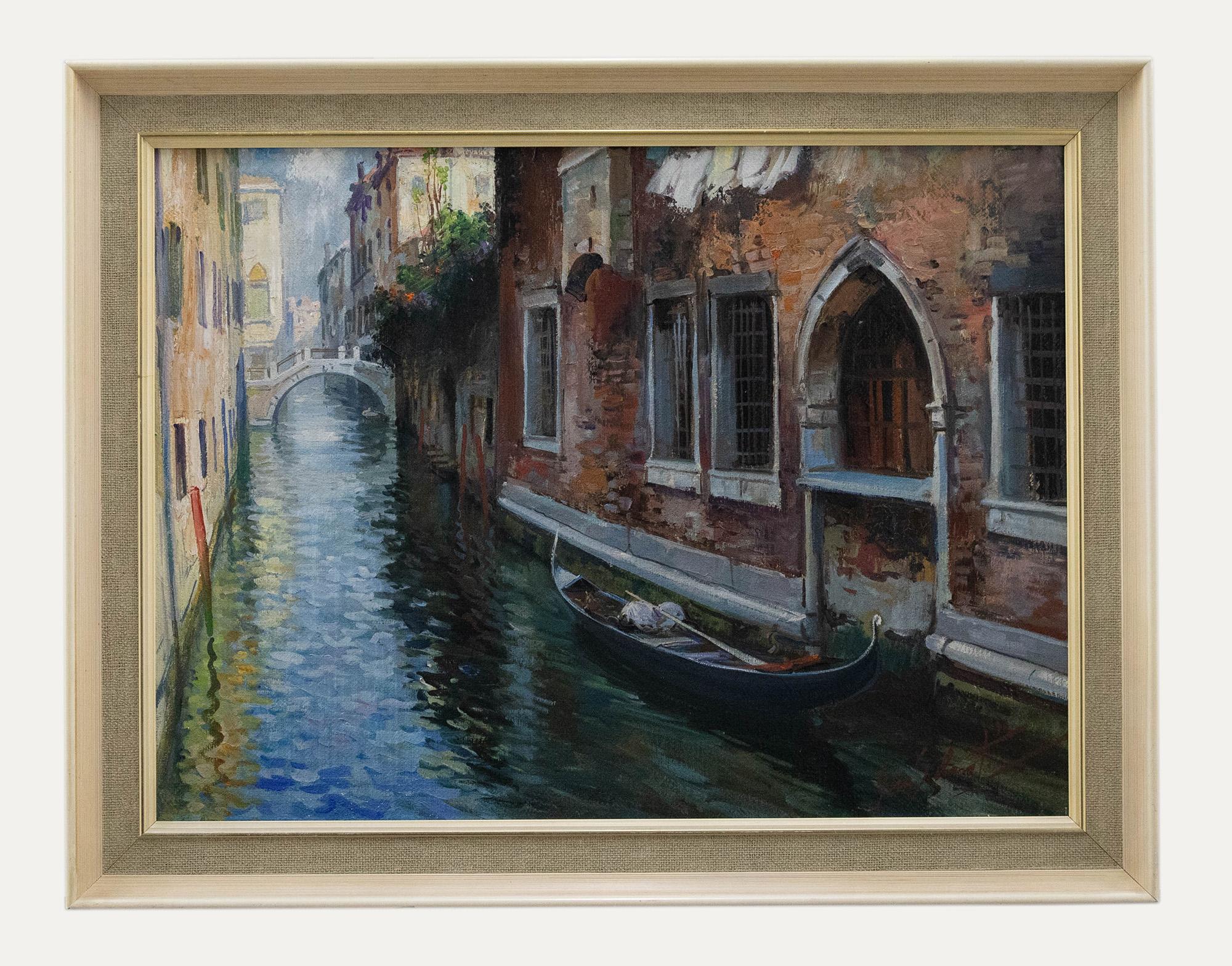 Unknown Landscape Painting - Gino Salviati (1911-1998) - 20th Century Oil, A Venetian Backwater