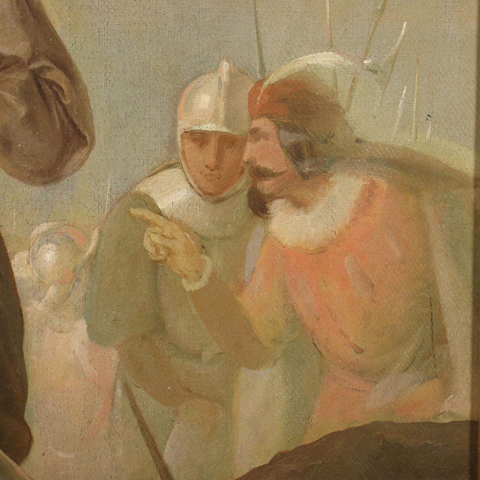 Giovanni Boni Oil On Canvas 19th Century, Siege Scene For Sale 1