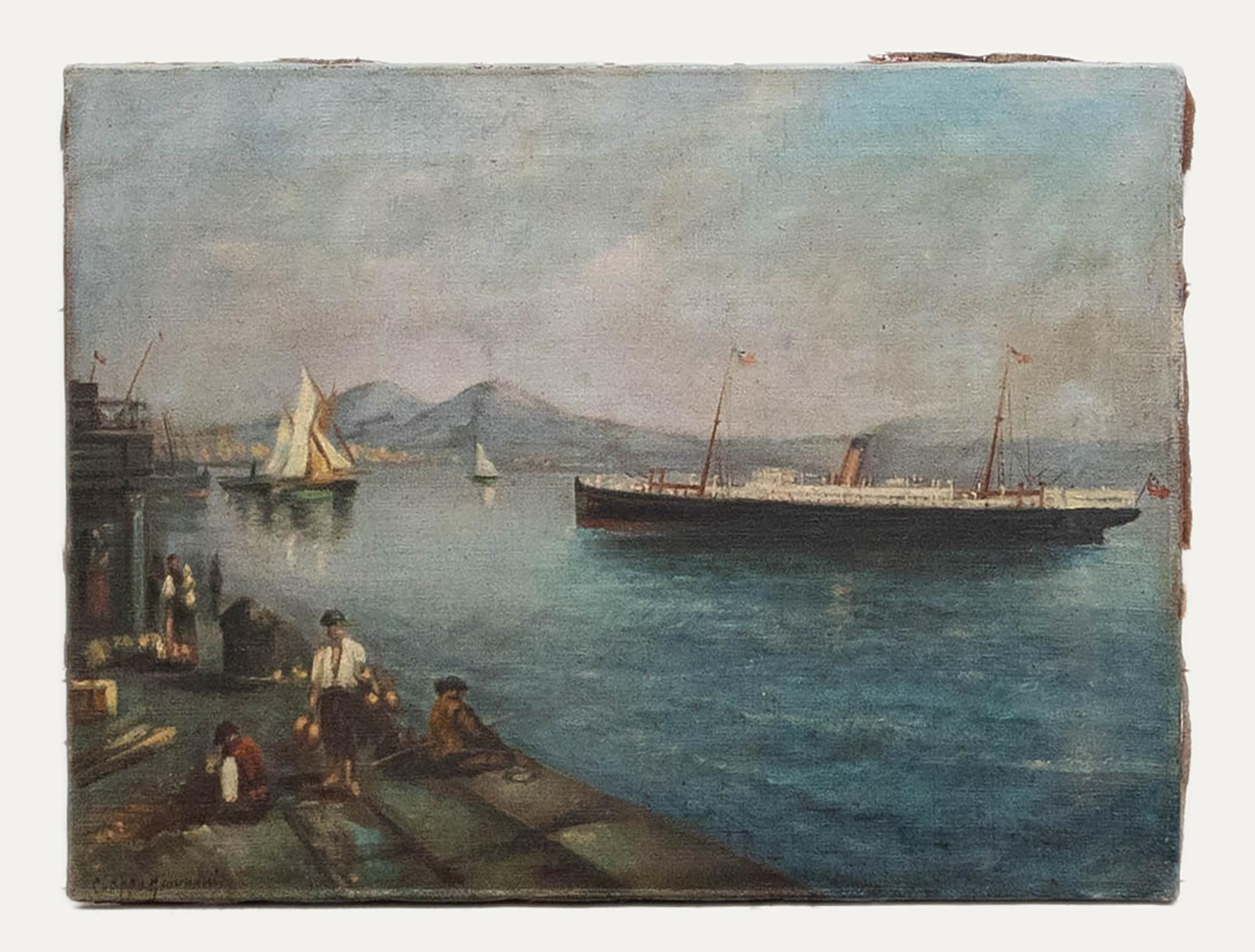 Giovanni Ciappa – Ölgemälde, „Die Bucht von Neapel“, 19. Jahrhundert – Painting von Unknown