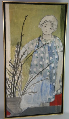 Young French Girl In Blue Dress by Claire Burch