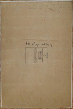 Niña vendiendo collares, Óleo moderno sobre tabla de Biagio Civale