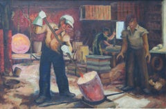 Glassblowers WPA Depression era Men working mid 20th Century modern Industrial