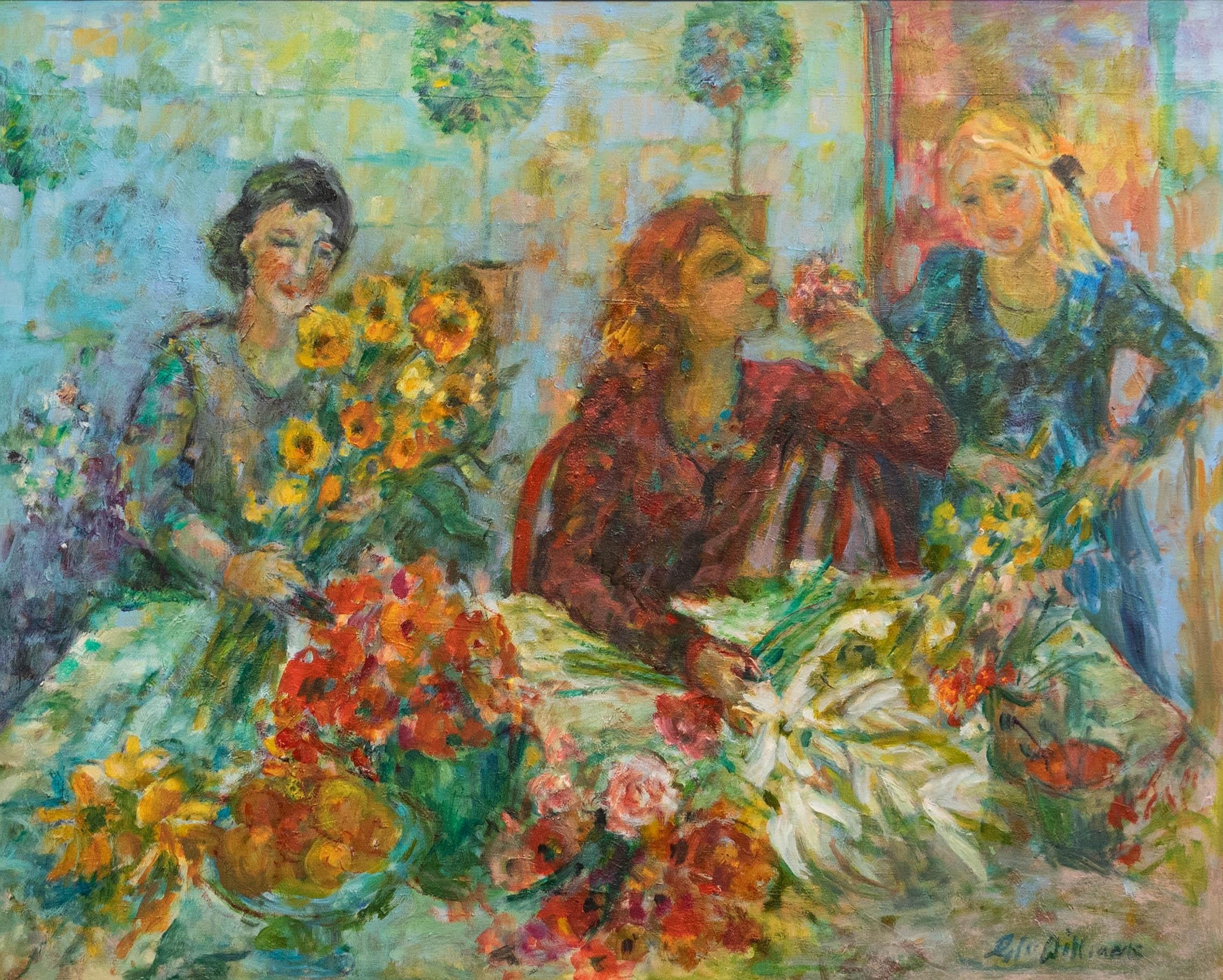 Glo Williams (nato nel 1940) - Olio contemporaneo, composizione floreale - Painting di Unknown
