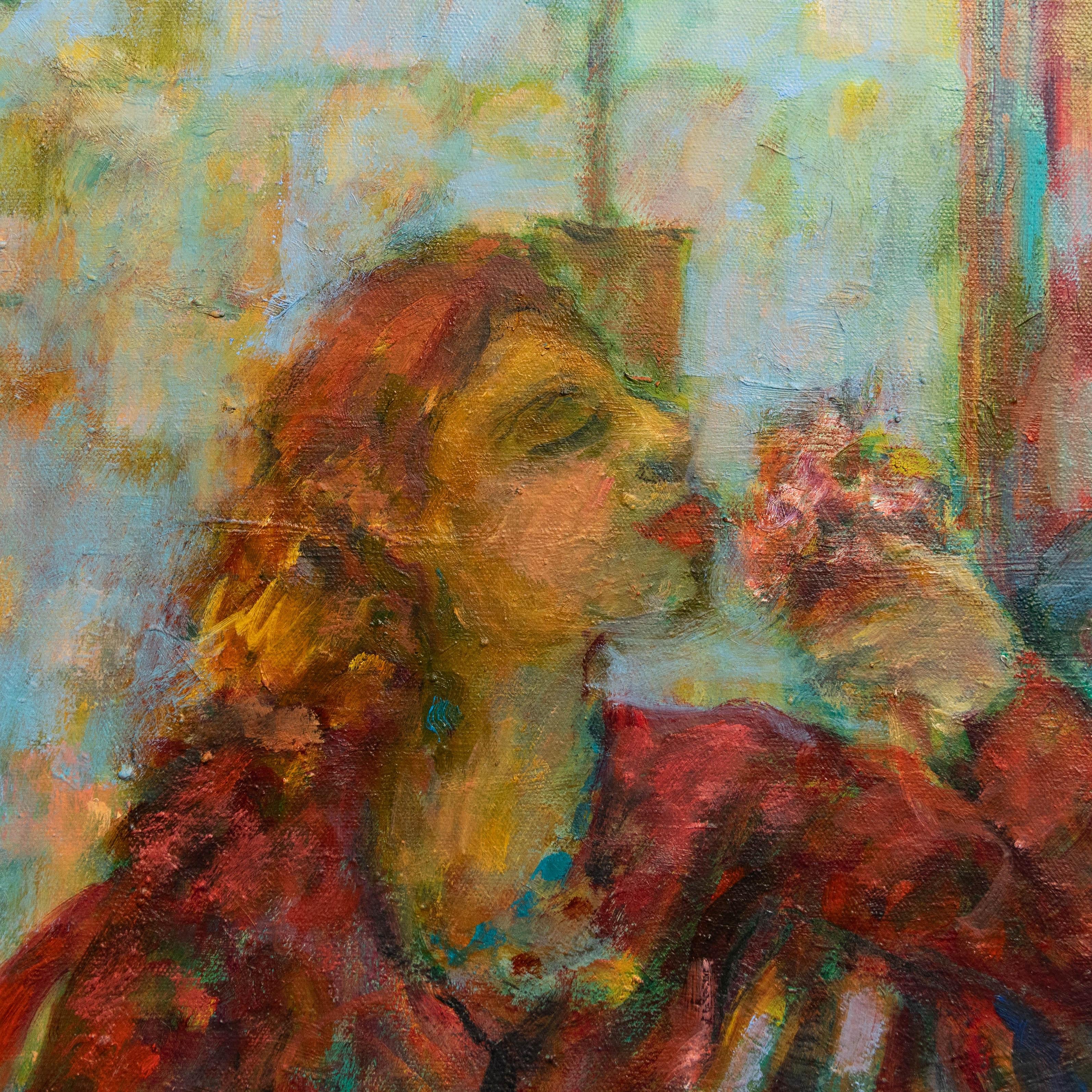 Glo Williams (nato nel 1940) - Olio contemporaneo, composizione floreale 1
