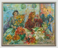 Glo Williams (nato nel 1940) - Olio contemporaneo, composizione floreale