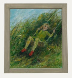 Glo Williams (b.1940) - Contemporary Oil, Girl on a Swing