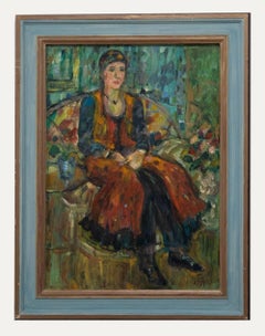 Glo Williams (b.1940) - Contemporary Oil, Portrait of a Woman in Orange