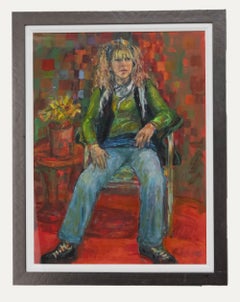 Glo Williams (b.1940) - Contemporary Oil, Seated Woman with Flowers