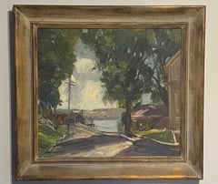 Gloucester View, Oil on artist board signed Illegibly, Circa 1940.