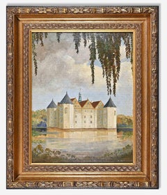 Antique Glücksburg Castle near Flensburg -  Oil Painting- Early 20th Century