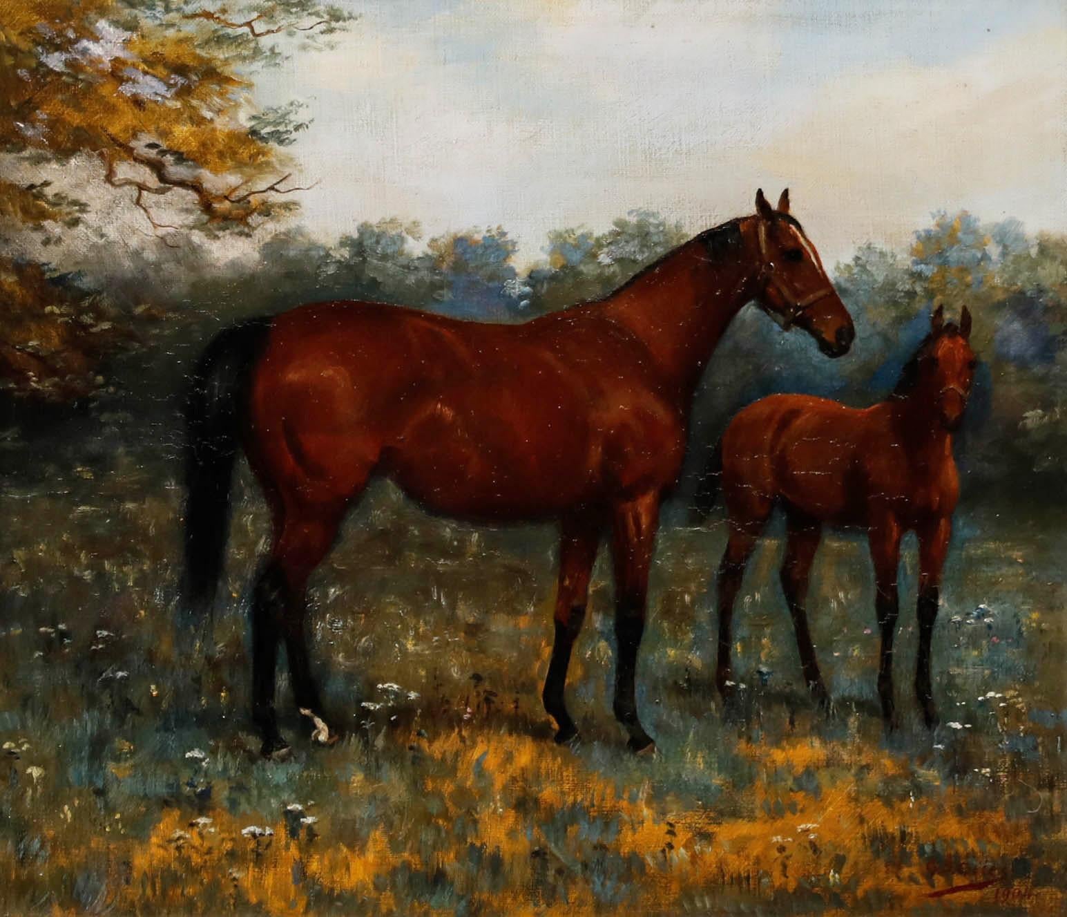 Godfrey Douglas Giles (1857-1941) - Gerahmtes Ölgemälde, St Windeline & Wolle Winder – Painting von Unknown