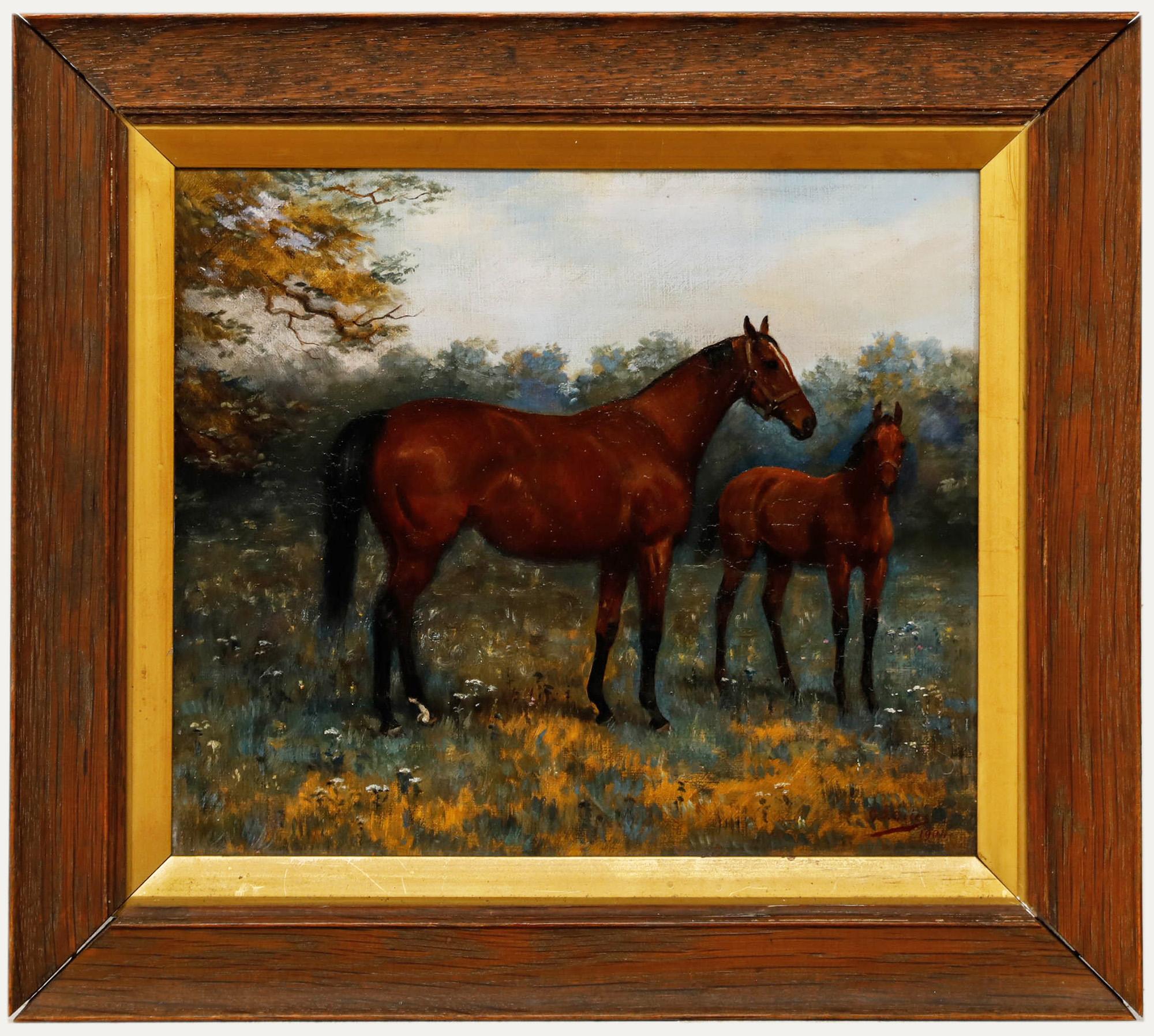 Unknown Animal Painting – Godfrey Douglas Giles (1857-1941) - Gerahmtes Ölgemälde, St Windeline & Wolle Winder