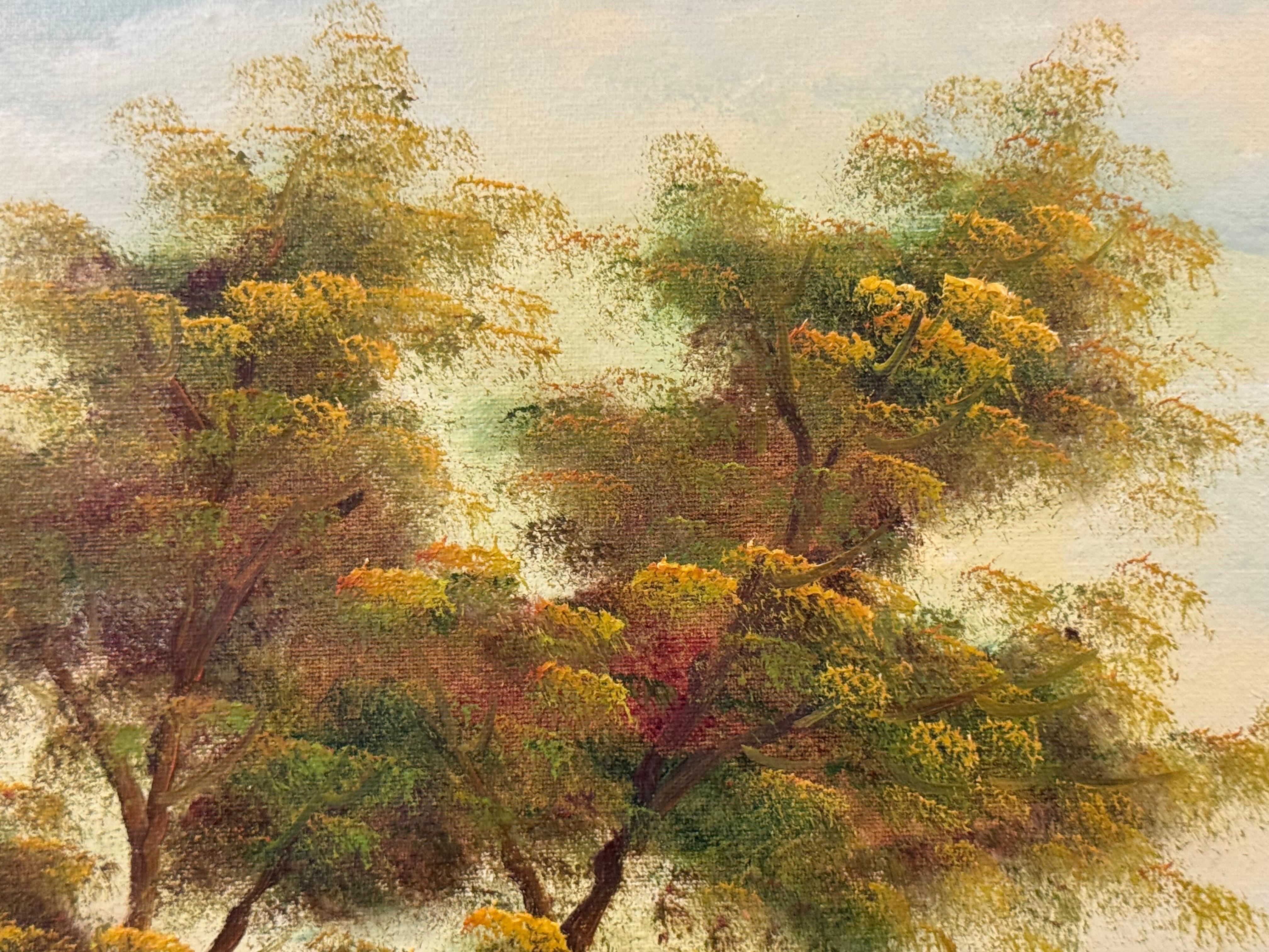 Goldener Dunst legt sich über ruhige Gewässer und hält ein Häuschen in stiller Träumerei im Angebot 11