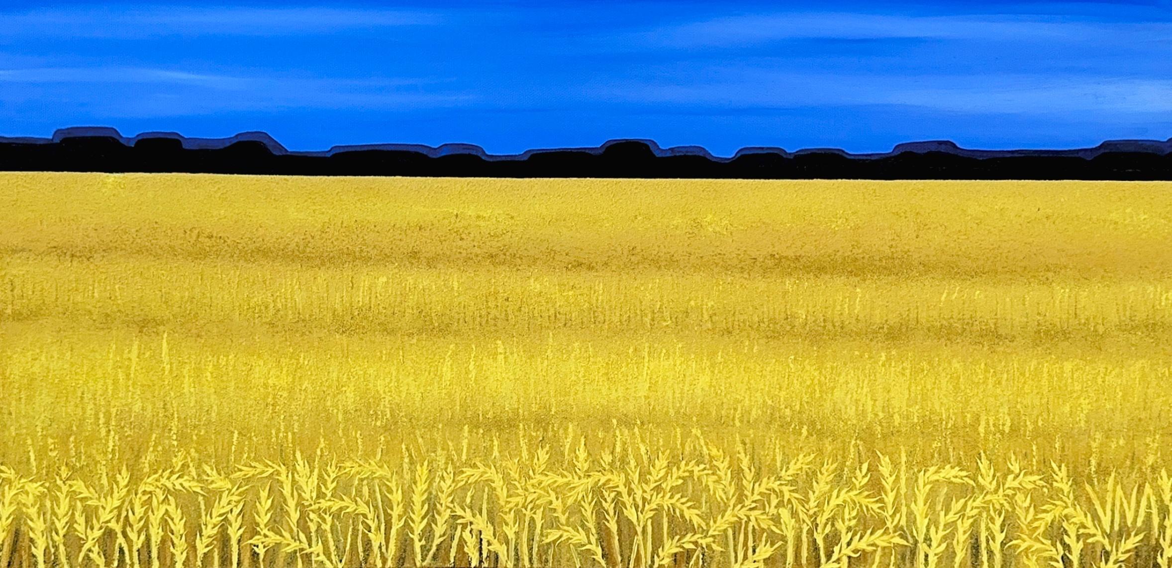 Goldenes Weizenfeld, Ukraine, von Vokiana – Painting von Unknown