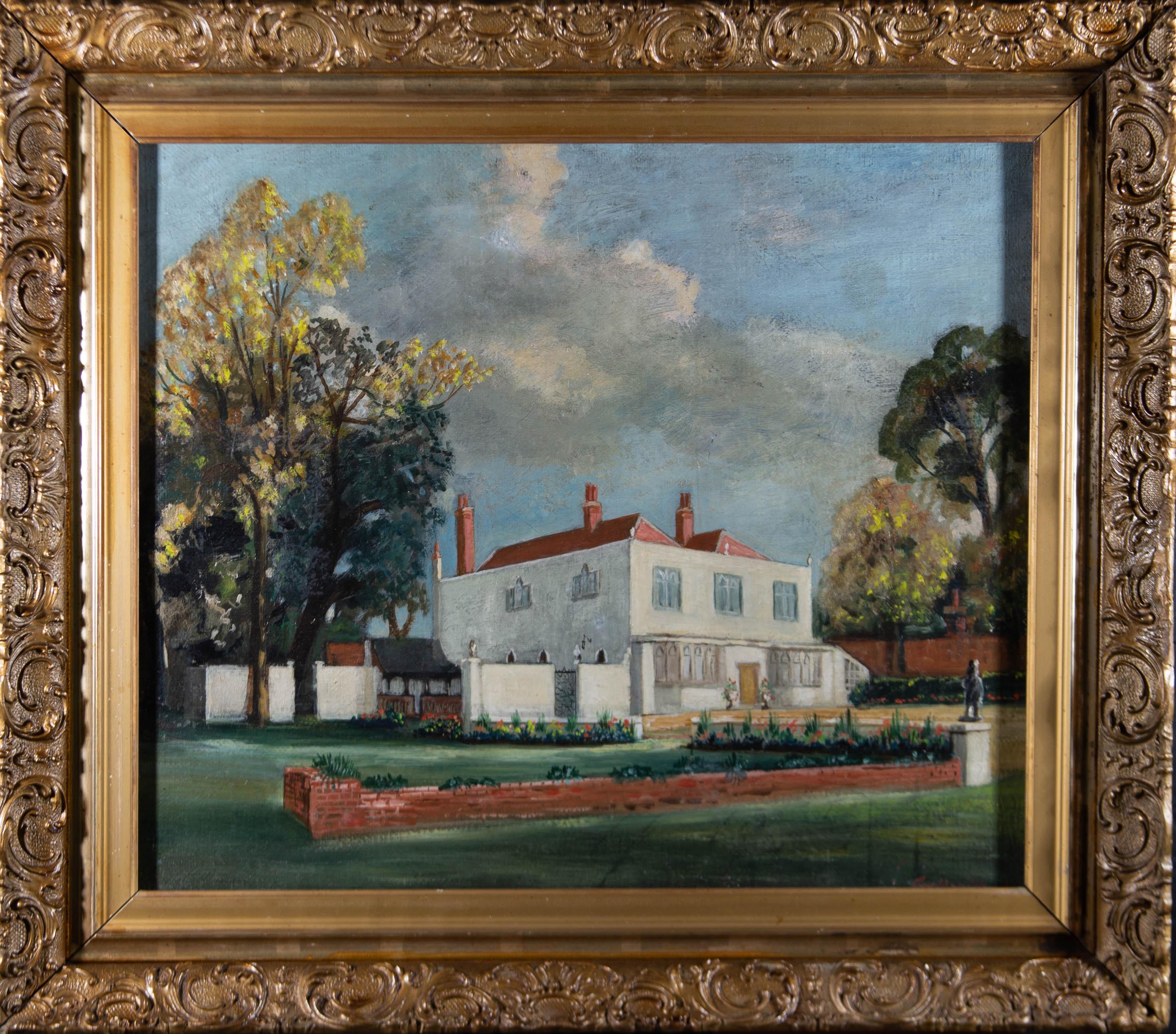 Unknown Landscape Painting - Goldsmith - Signed & Framed 1958 Oil, Manor House