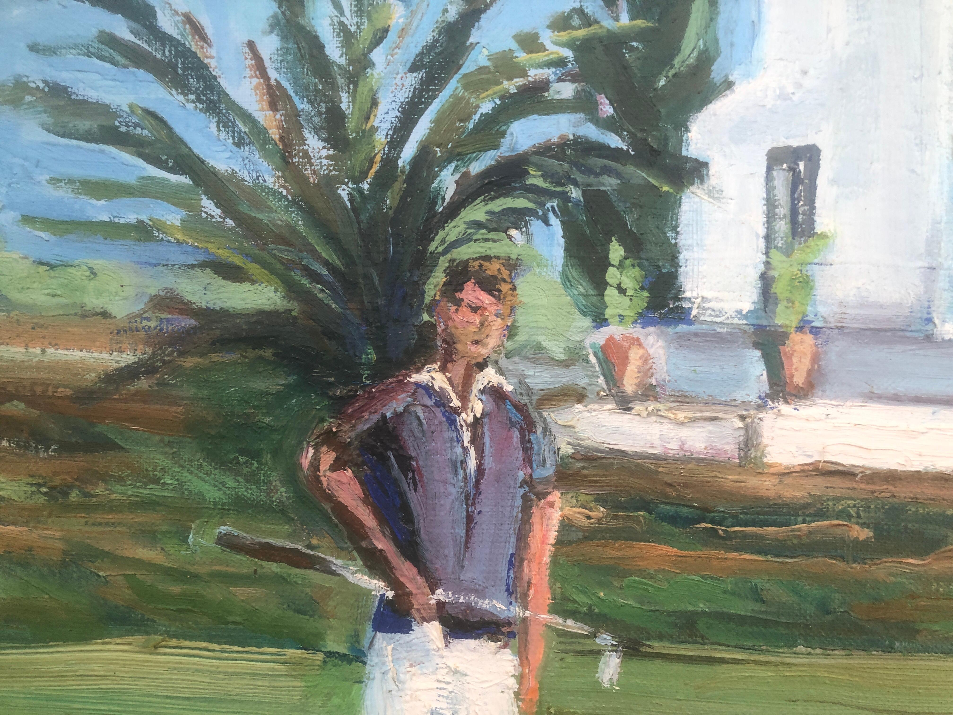 Golf players oil on canvas painting For Sale 1