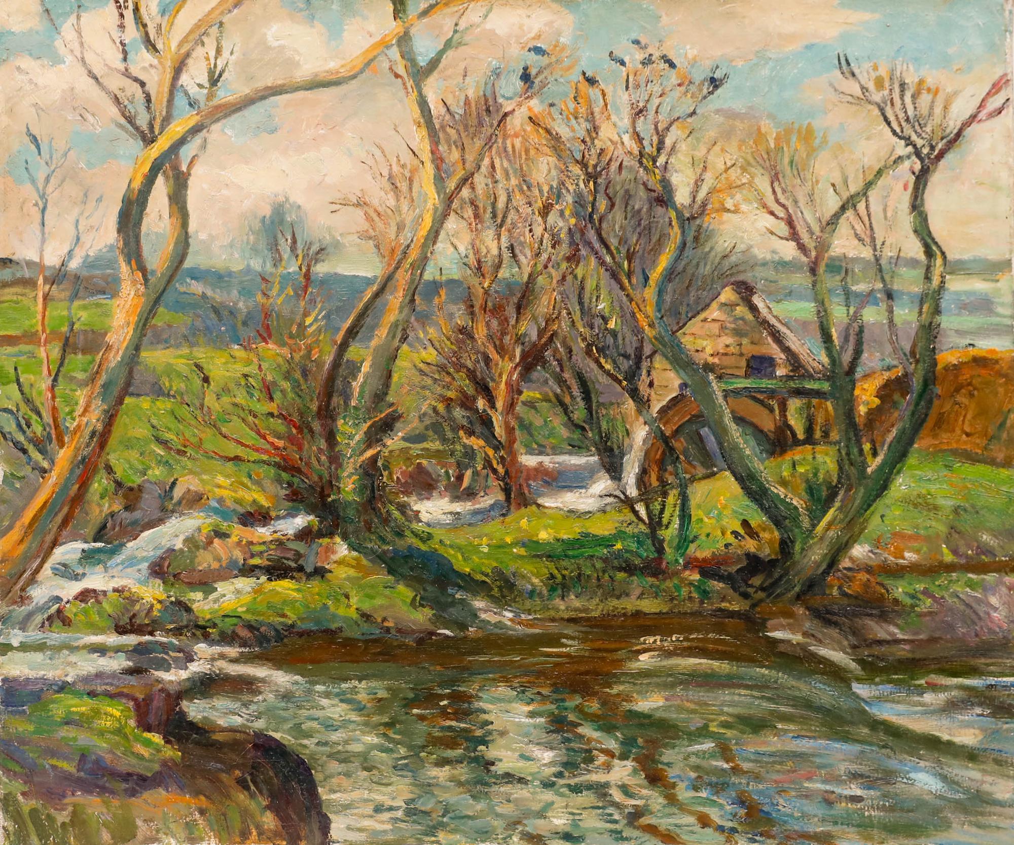Gordon Clifford Barlow (1913-2005) - Oil, Vellan Drucksia Old Mill in Springtime - Painting by Unknown