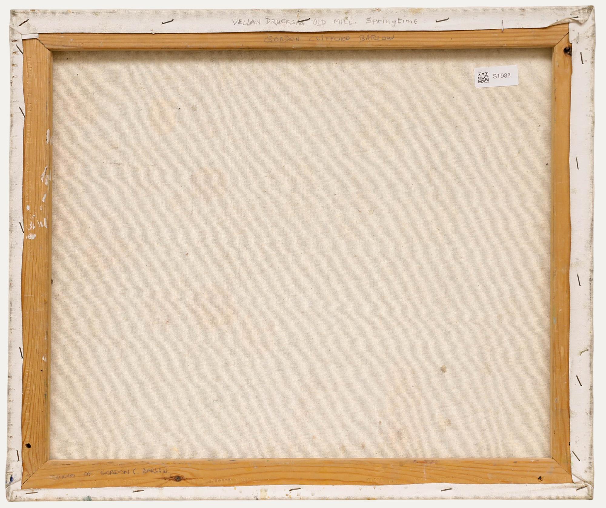 Gordon Clifford Barlow (1913-2005) - Oil, Vellan Drucksia Old Mill in Springtime - Brown Landscape Painting by Unknown