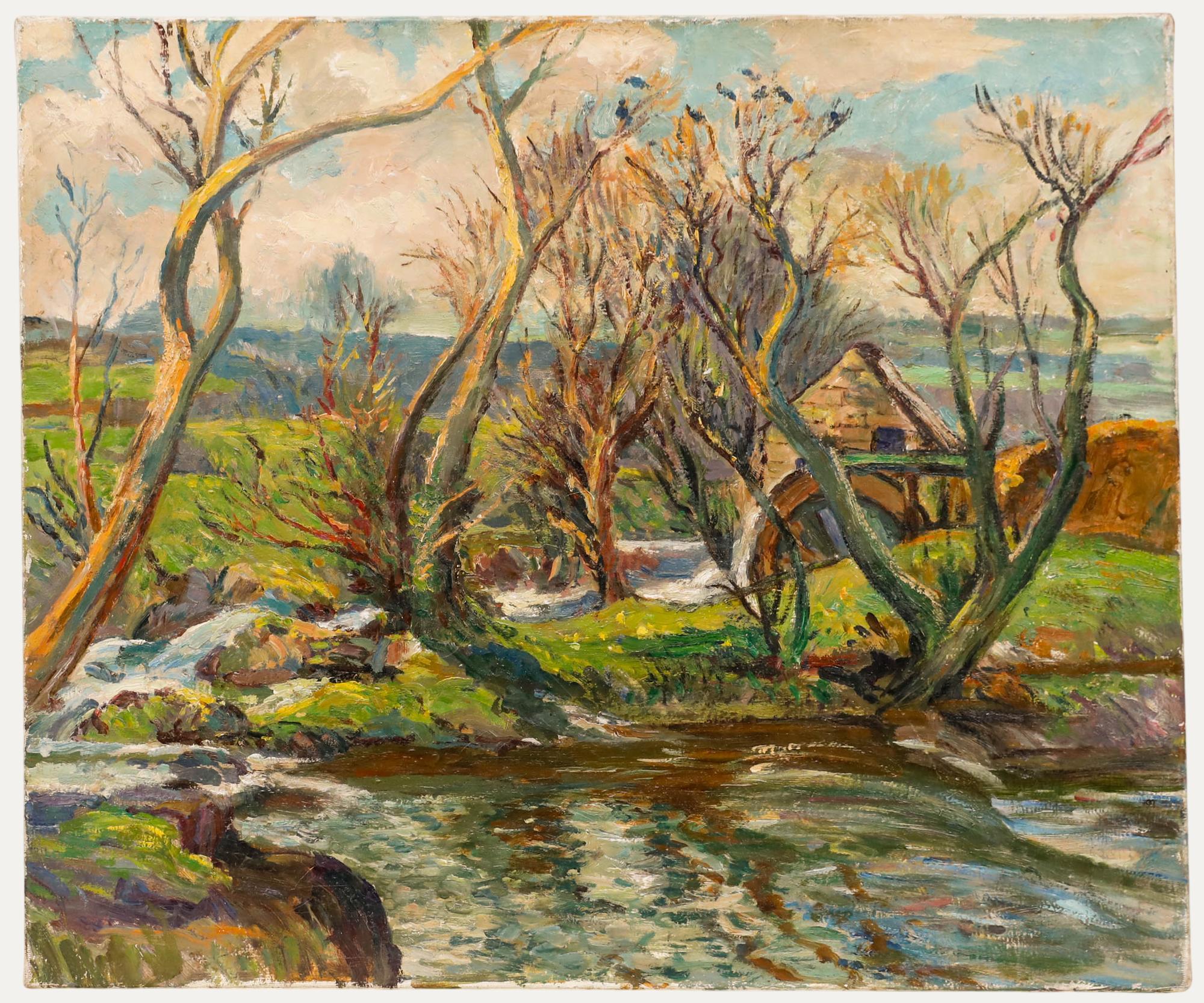 Gordon Clifford Barlow (1913-2005) - Öl, Vellan Drucksia Alte Mühle im Frühling