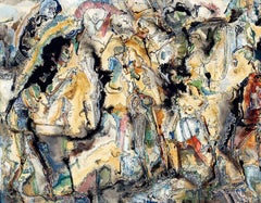 Splendida composizione astratta espressionista a inchiostro e acquerello