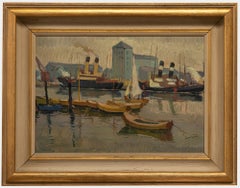 Gösta Högardh - 1945 Oil, Industrial Harbour