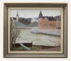 Vintage Gote Pawlack  - Mid 20th Century Oil, Church on the River