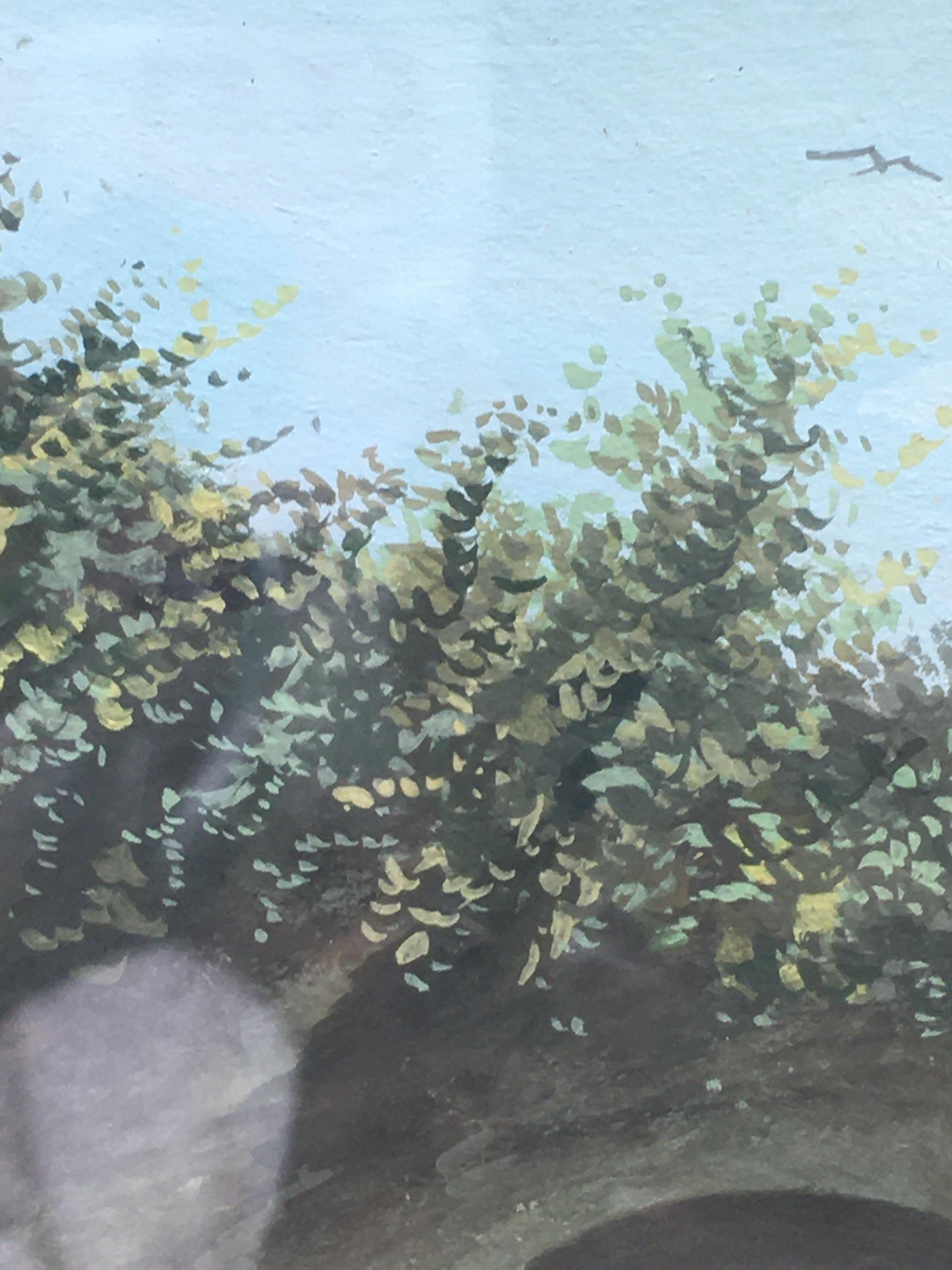 GOUACHE NAPLES MARINE - Gouache paisaje italiano en venta 1
