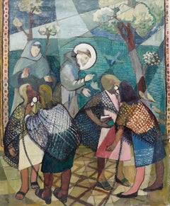 Grace Larner (1926-2022) - 20th Century Oil, St Francis & the Birds