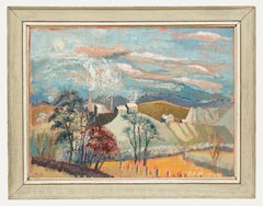 Grace Larner (1926-2022) - Óleo del siglo XX, Los campos de noche