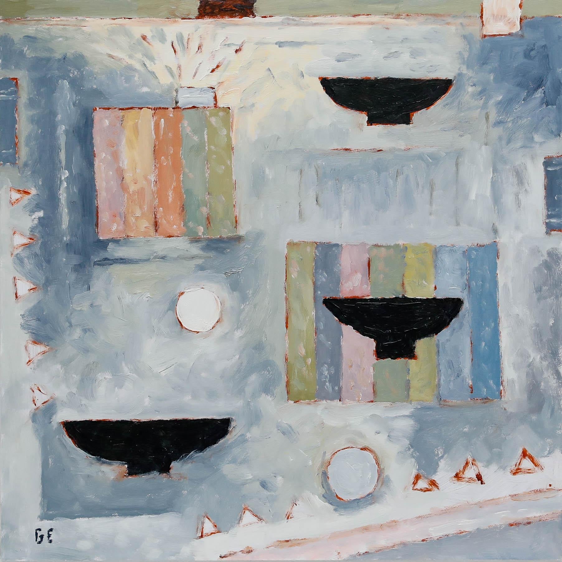 Graham Evernden (geb. 1947) - Gerahmtes zeitgenössisches Öl, Drei Schalen – Painting von Unknown