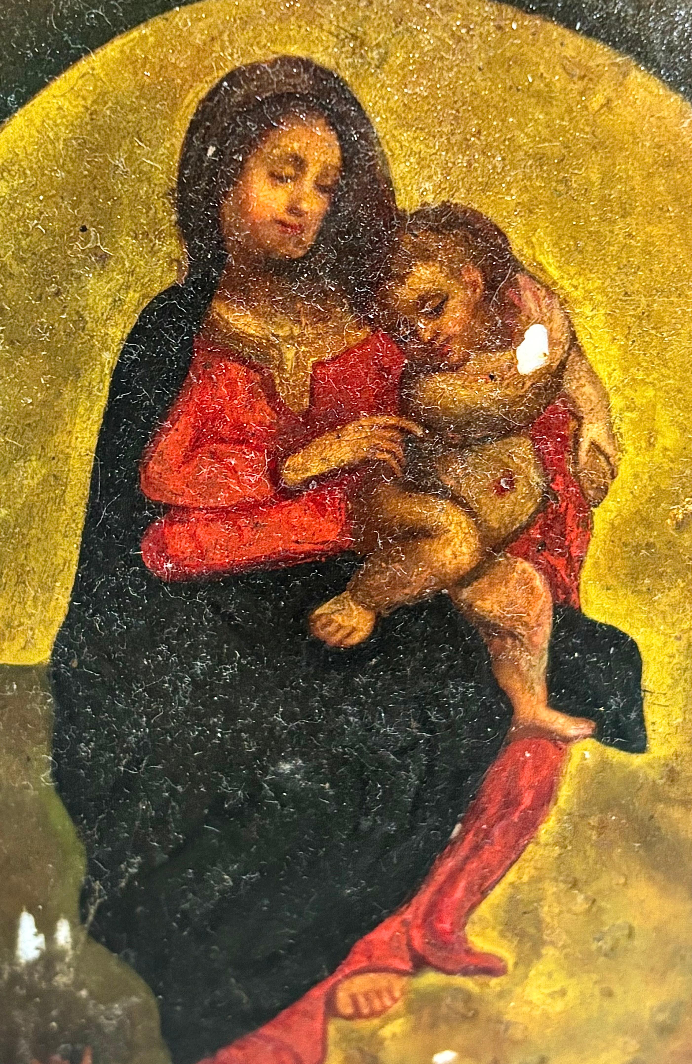 GRAN CONCHA PINTADA CON MARCO DE PLATA - SG XVIII - IMPORTANTE PIEZA LITURGICA – Painting von Unknown