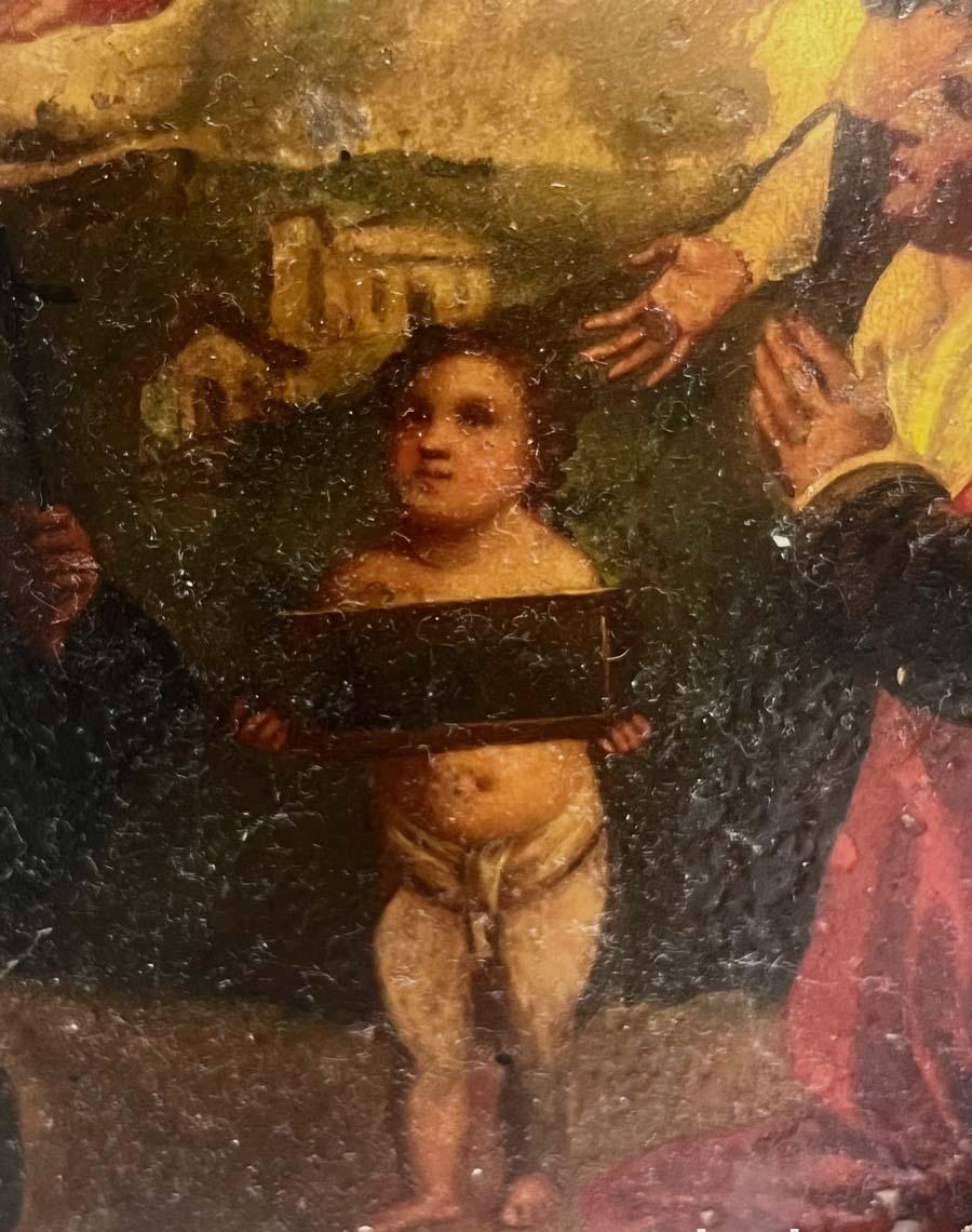 GRAN CONCHA PINTADA CON MARCO DE PLATA - SG XVIII - IMPORTANTE PIEZA LITURGICA (Beige), Figurative Painting, von Unknown