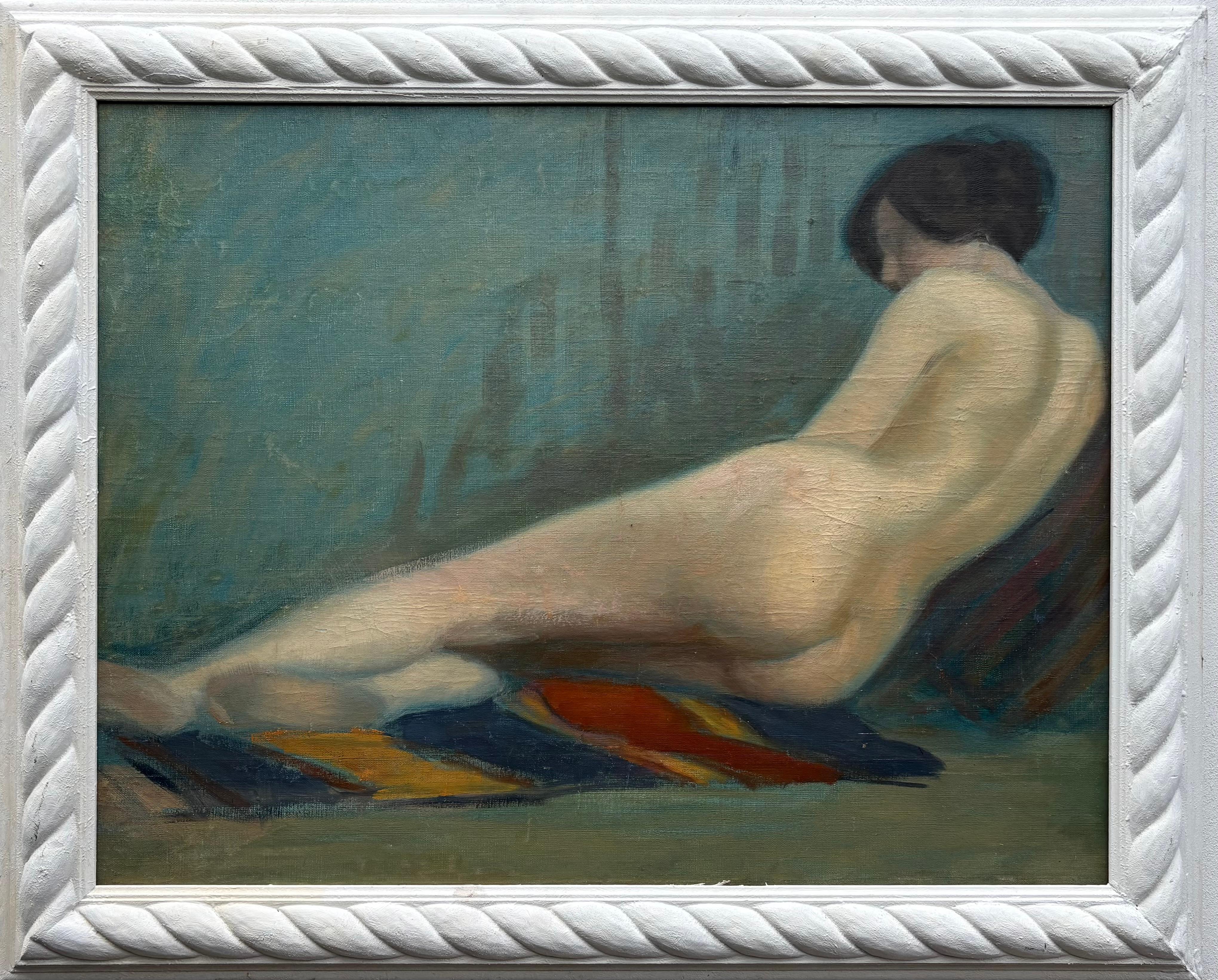 Unknown Nude Painting - Large Painting Nude Female Oil on Canvas Early 20th Century Unsigned