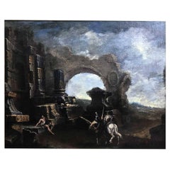 Large Landscape with Ruins Capriccio of Italian School Early 18th Century