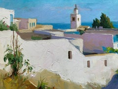 Greece Island Scene (Contemporary Impressionist Landscape Village Painting)