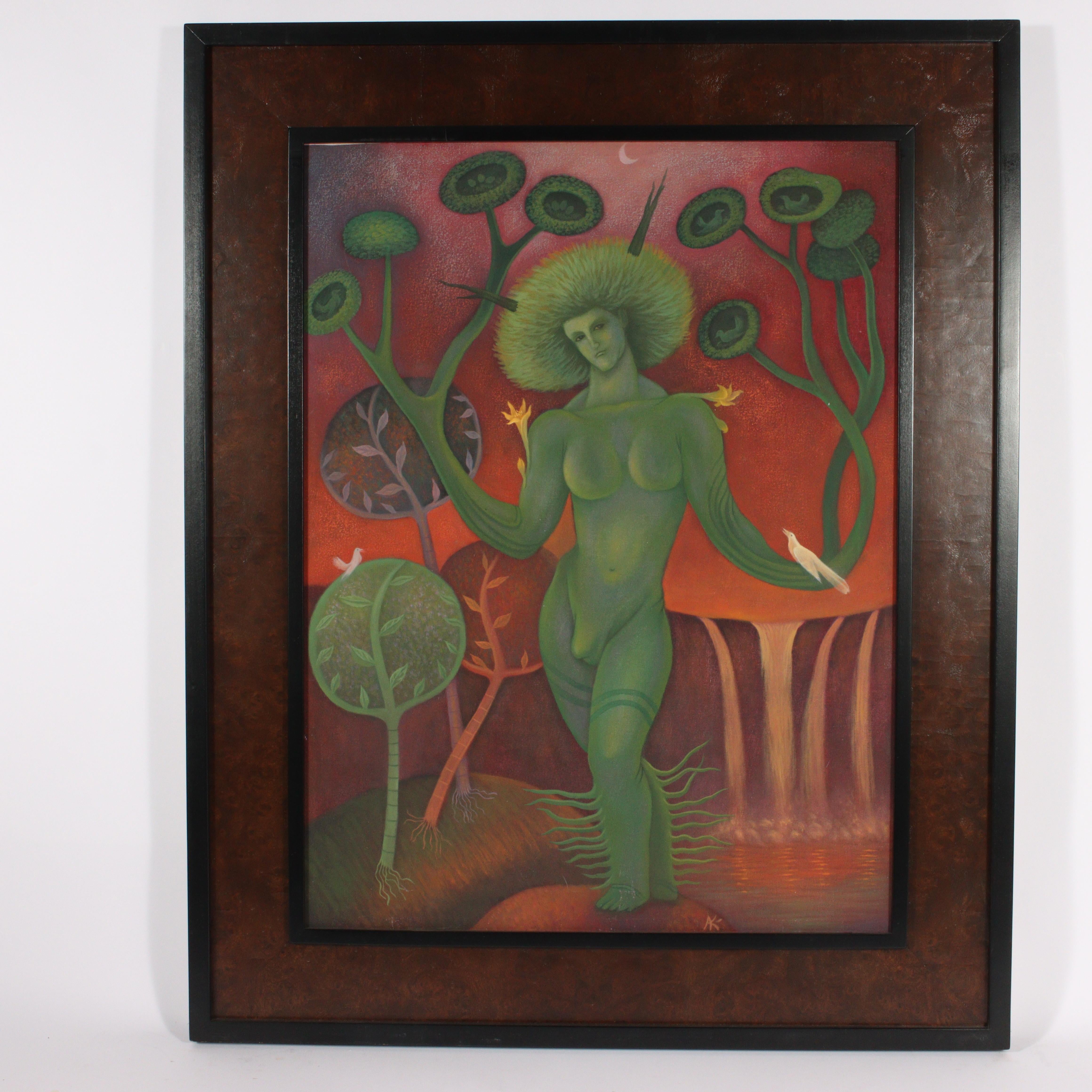Unknown Figurative Painting – Grüner Androgyne