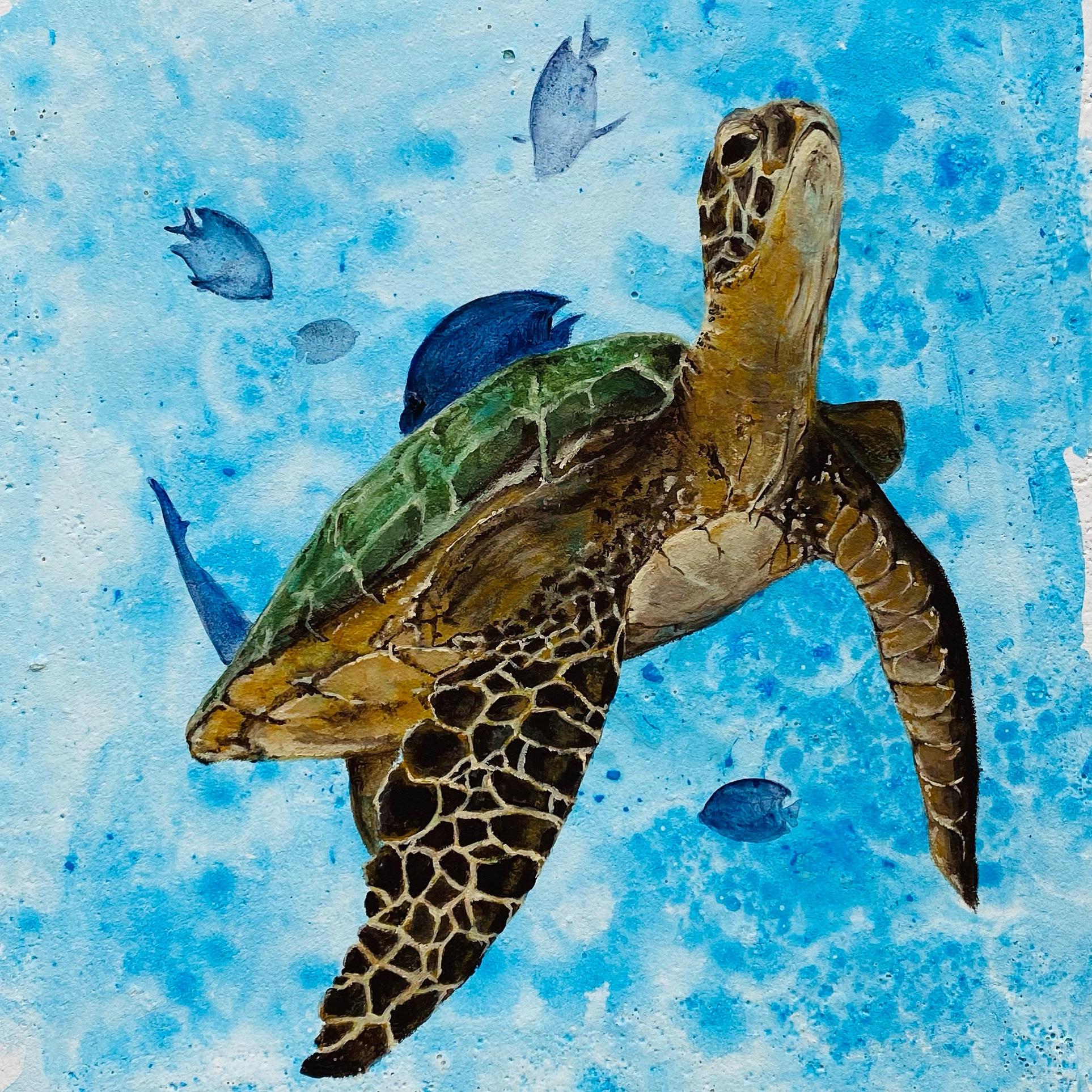Green Turtle by Juli Etta - Painting by Unknown